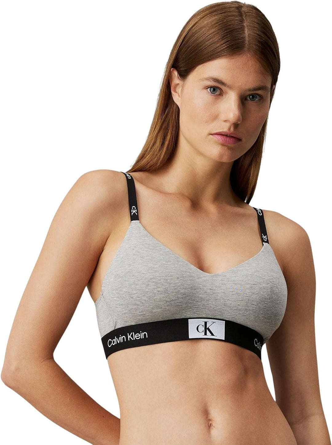 Calvin Klein Damen BH Bralette Light Lined Weich vorgeformte Cups M Grau (Grey Heather), M Grau (Gre