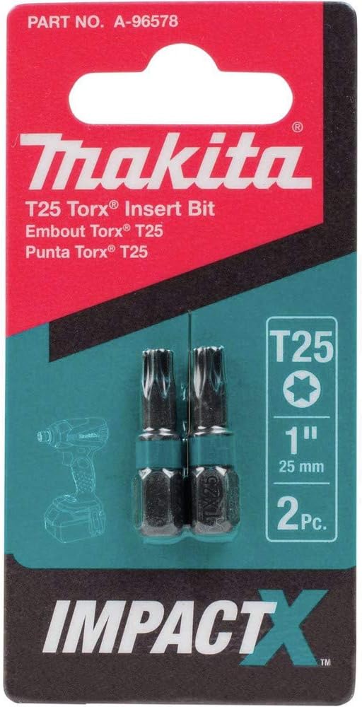 Makita ImpactX T10 Torx 1 ″ Einsatz Bit, A-96578 0 wattsW, 0 voltsV, 2-Pack T25
