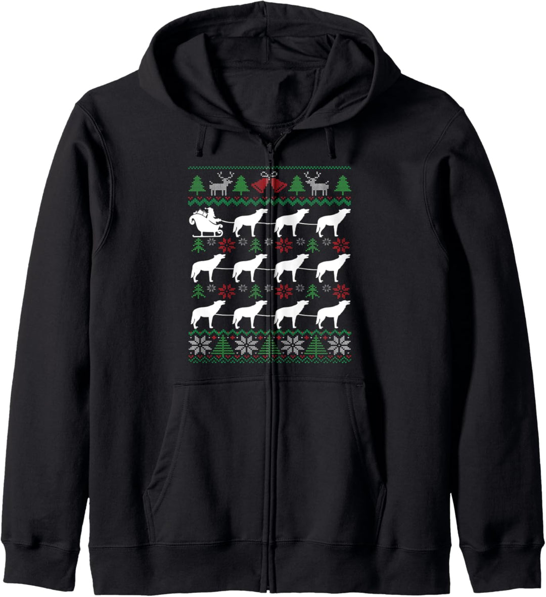 Wölfe ziehen den Weihnachtsmann | Wolf Weihnachten Kapuzenjacke