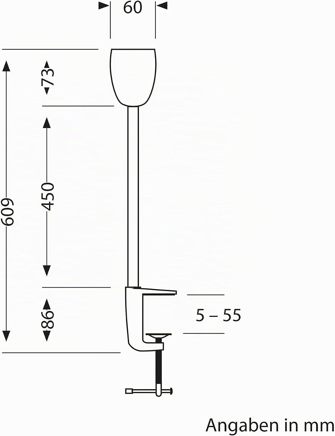 ledscom.de GU10 Klemmlampe KLUK mit Schwanenhals, schwarz inkl. GU10, warm-weiss, 6,826W je 630lm, 2