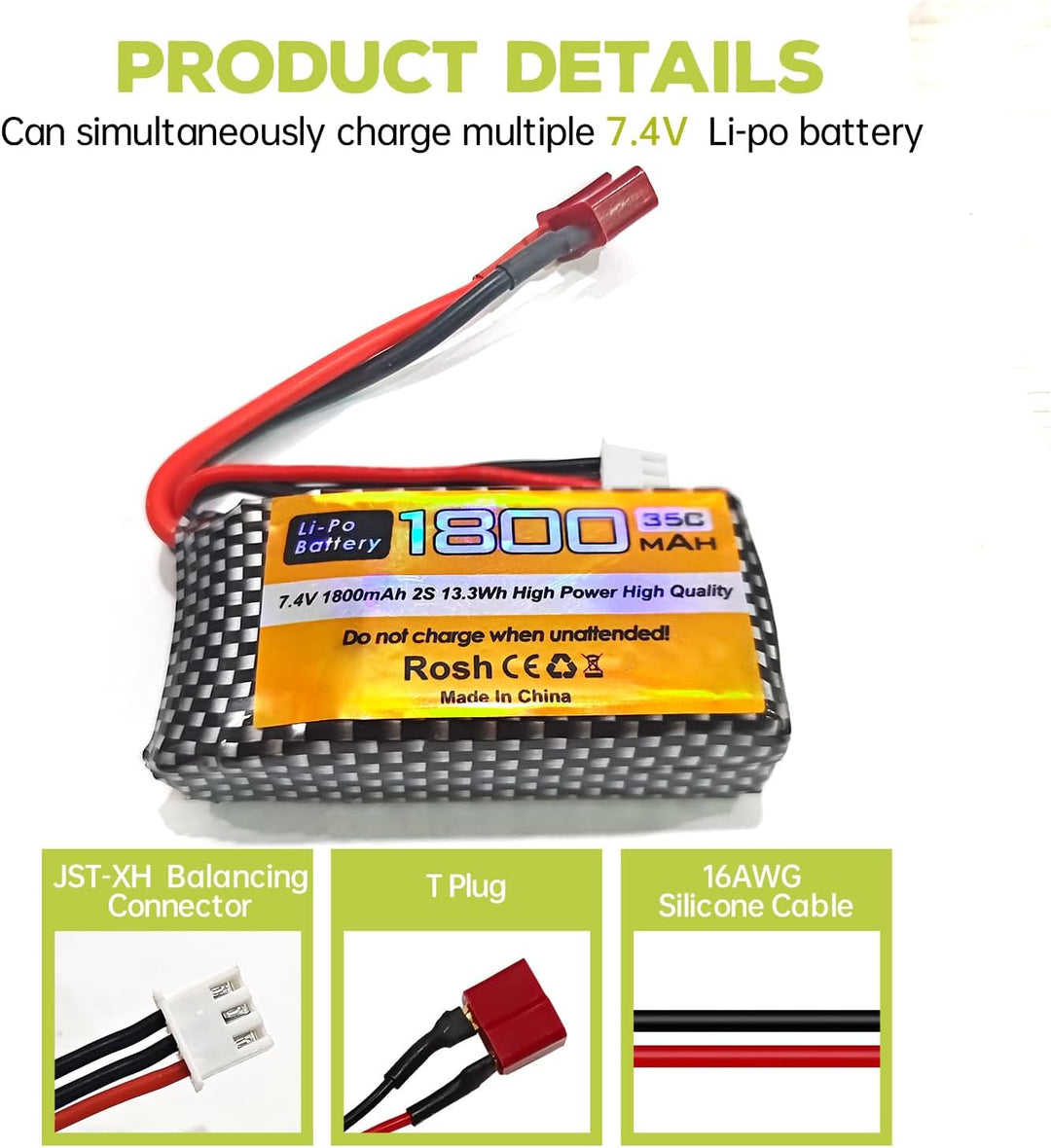 2PCS 7.4V 35C 1800mah Lithium-Batterie+1 Ladung 2 Ladegeräte für WLTYOS K920-B A959-B 12401 12403 12