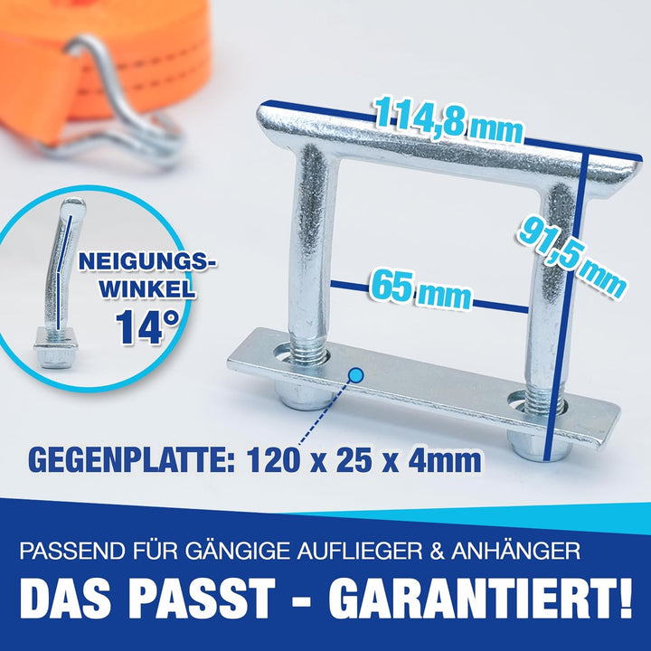 Zurrbügel | 2500 daN | Zurrösen Ladungssicherung U-Bügel | geeignet für PKW-Anhänger, Transporter, S