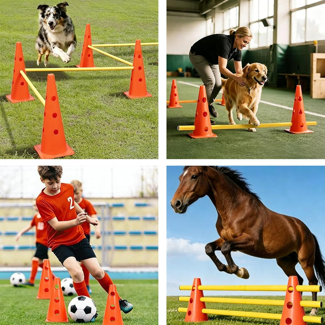 Agility Set Hunde, Agility Trainingsgerät Sports Cavaletti Hunde Steckhürdenset, Kegel Trainingshürd