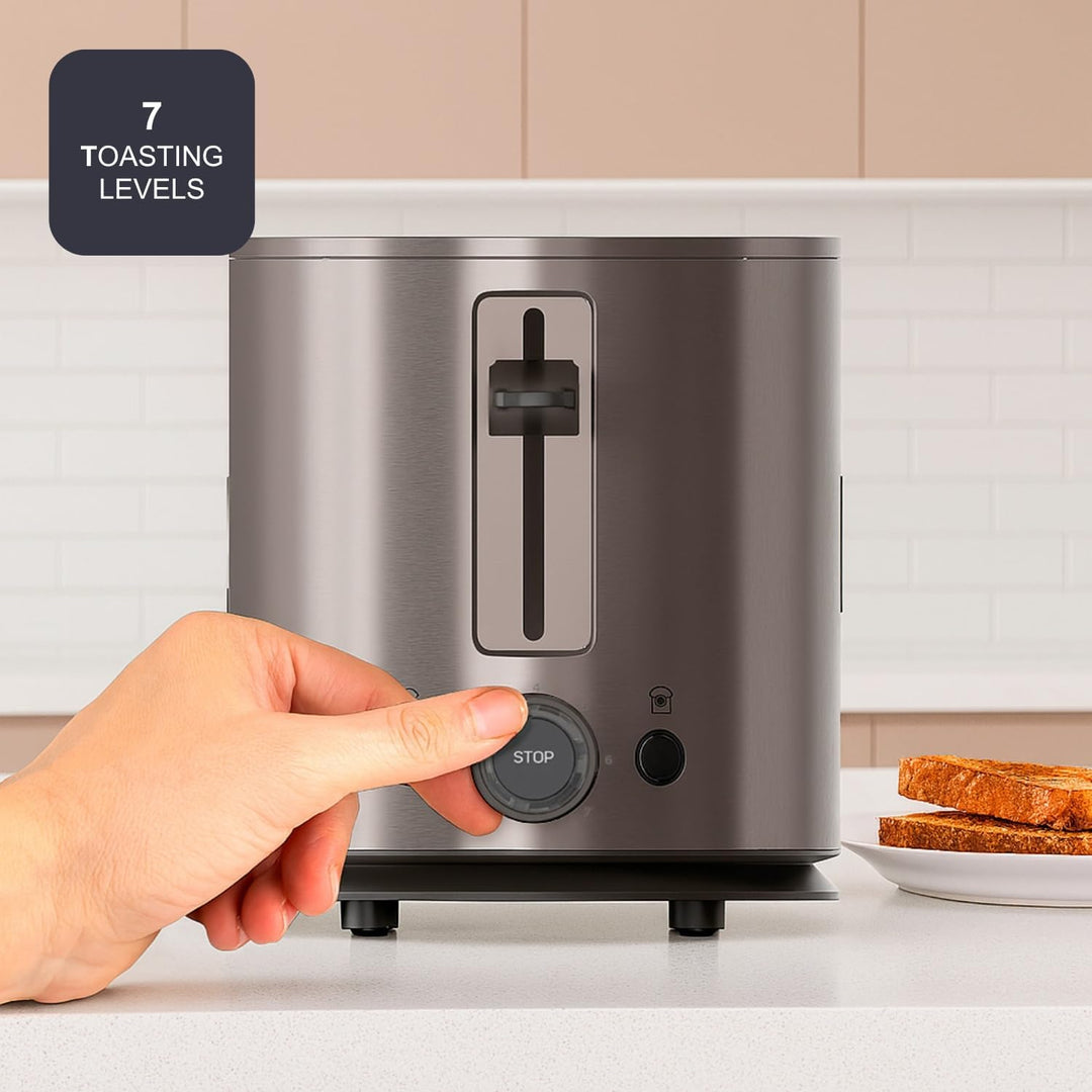 BLACK+DECKER - Toaster BXTO901E 900W | 2 Schlitze | Automatische Zentrierung | 7 Bräunungsstufen | 3