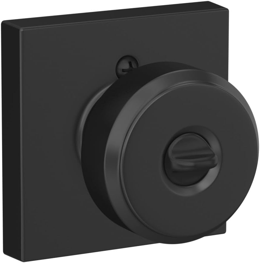 Schlage F51ABWE622COL Bowery Türknauf mit Collins-Besatz Schloss mit Schlüssel, Matte Black Matte Bl
