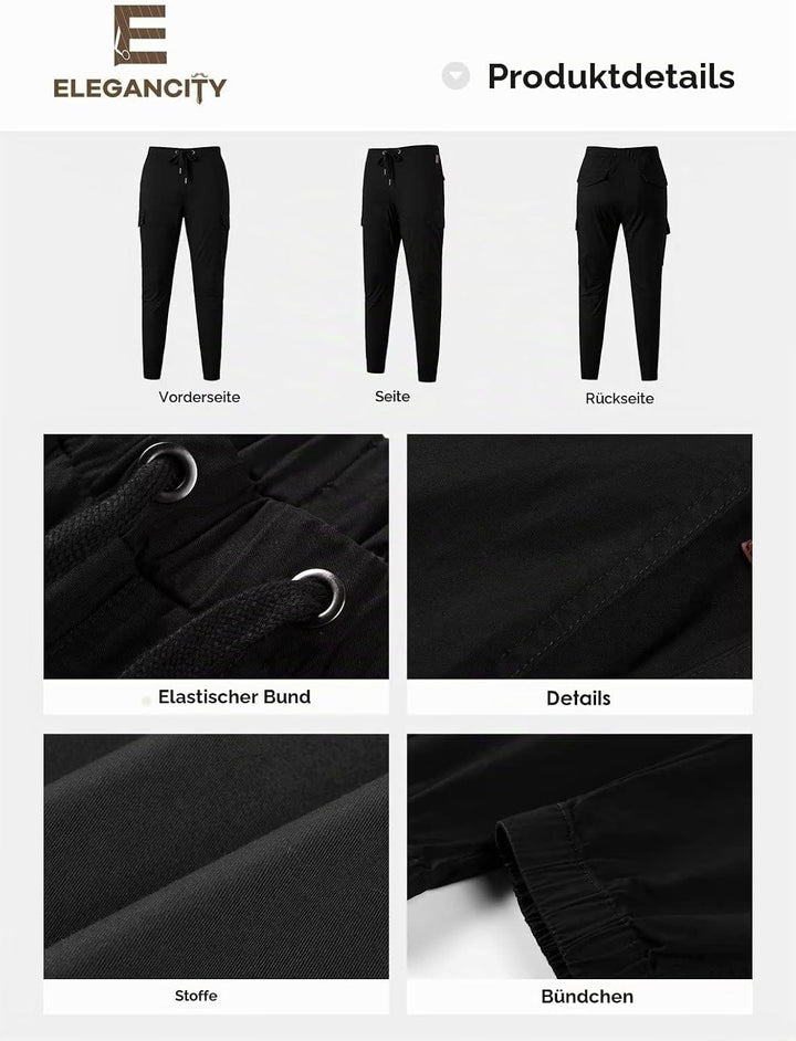 Elegancity Cargohose Herren Chino Hose mit 6 Taschen Cargo Hose Stretch Jogginghose für Männer mit B