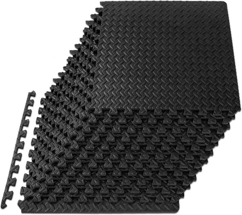 ProsourceFit Puzzlematte 1,2 cm dick – 4,4 m² - 12 Ineinandergreifende EVA Bodenschutzmatten – Boden