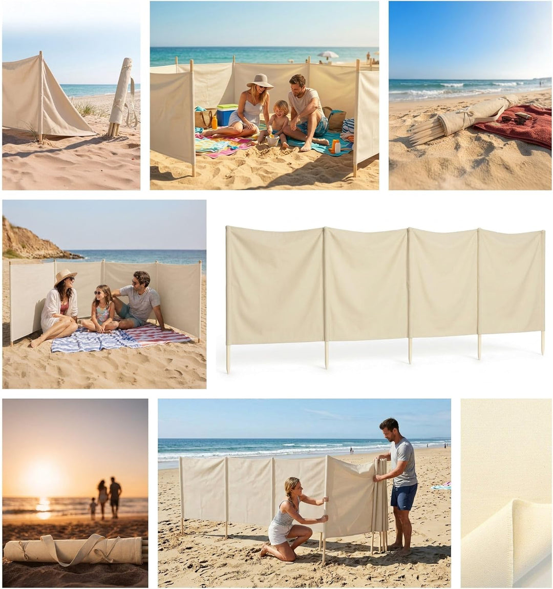 Amazinggirl Windschutz Camping Sichtschutz Strand, Mobiler Strandwindschutz 5m, Windfang Camping Sic