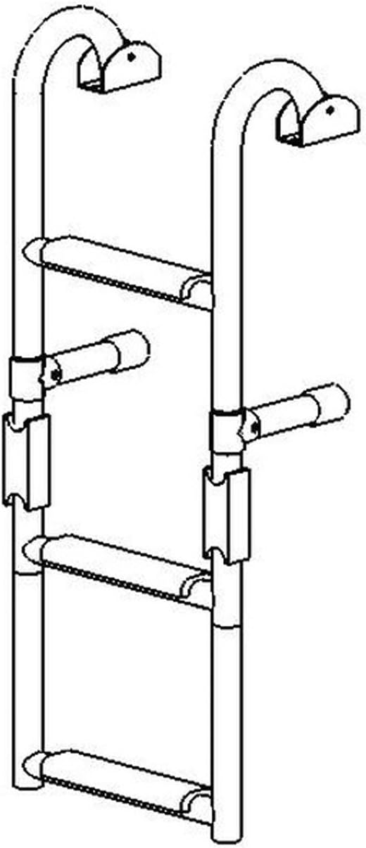 Badeleiter 1 plus 2 Stufen Bootsleiter klappbar Edelstahl 180° 250x645mm 1 + 2, 1 + 2