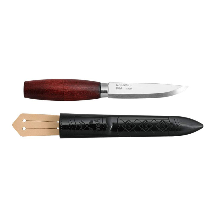 Morakniv Classic 2 mit 10,5 cm Carbonstahlklinge, rotbraunem Birkenholzgriff und Polymerscheide mit