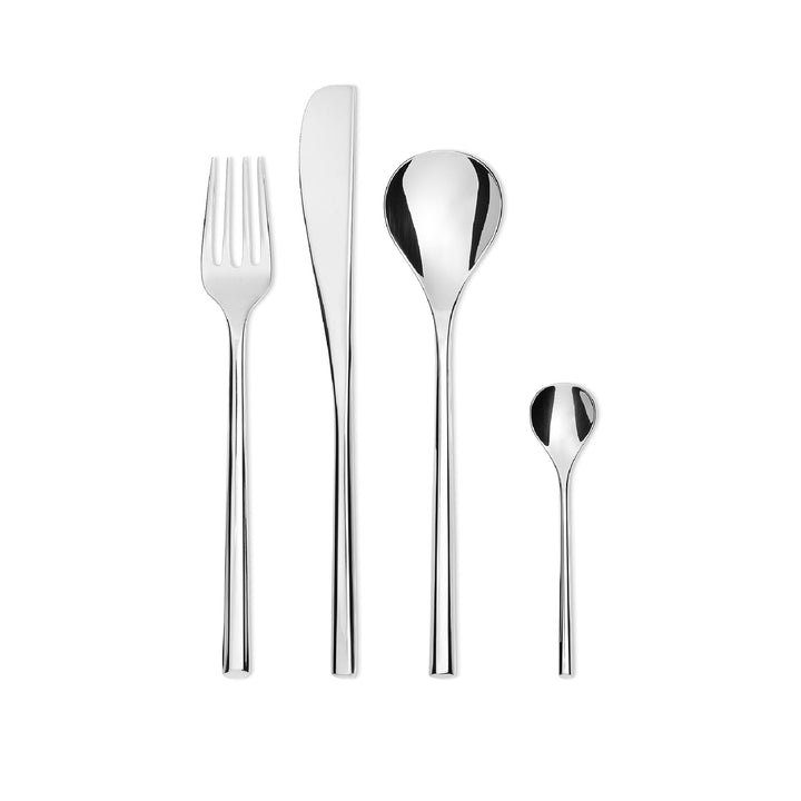 Alessi TI04S24 MU Besteckgarnitur 24 TLG. bestehend aus 6 Tafellöffel-Messer-Gabel und 6 Kaffeelöffe
