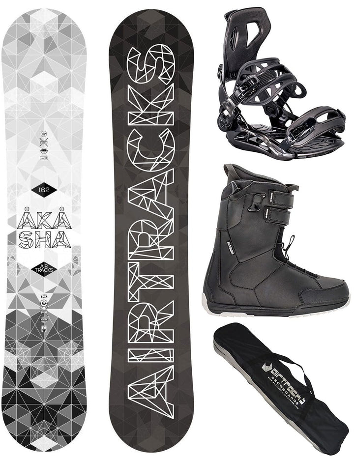 Airtracks Snowboard Set Akasha Wide Hybrid Rocker + Snowboard Bindung Master + Snowboardboots + Sb B