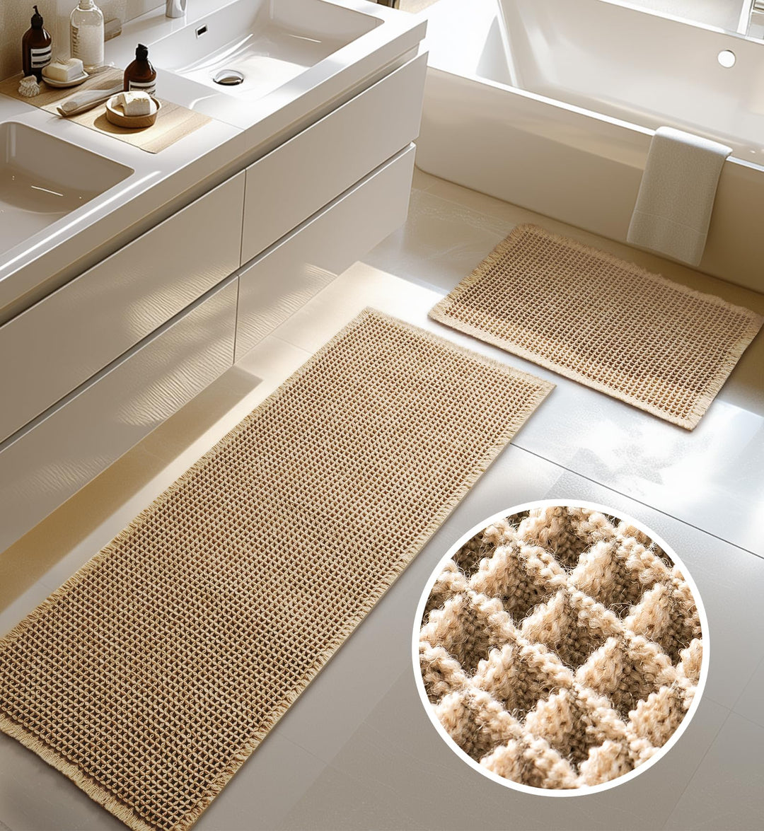 Grosser Badteppich Set, Badezimmerteppich Set 2 Teilig, Rutschfeste Badematte, Boho Badezimmermatte,