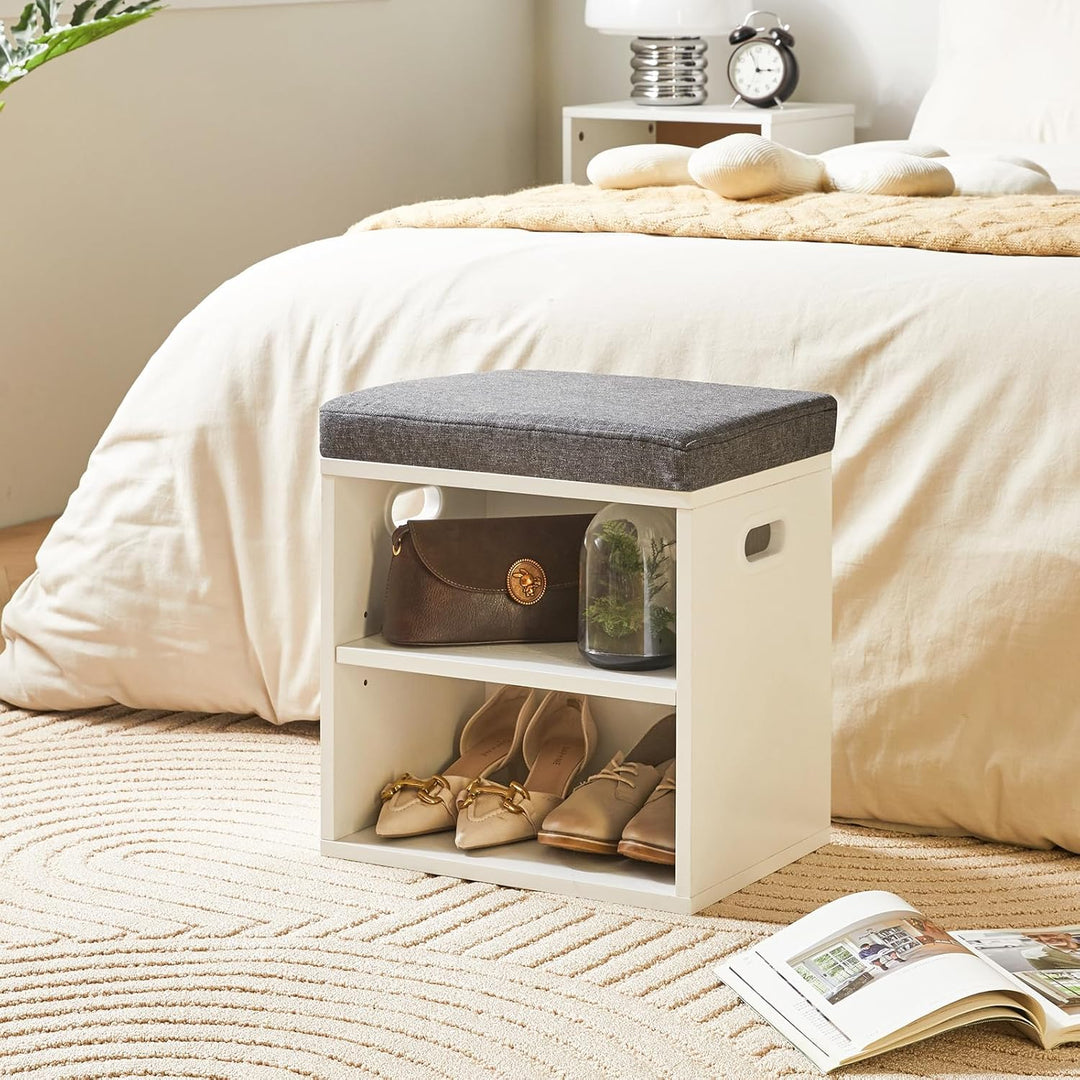 YMYNY Schuh Aufbewahrungsbank mit Sitzkissen, 2-Tier Schuh Rack mit gepolstertem Sitz, justierbarer