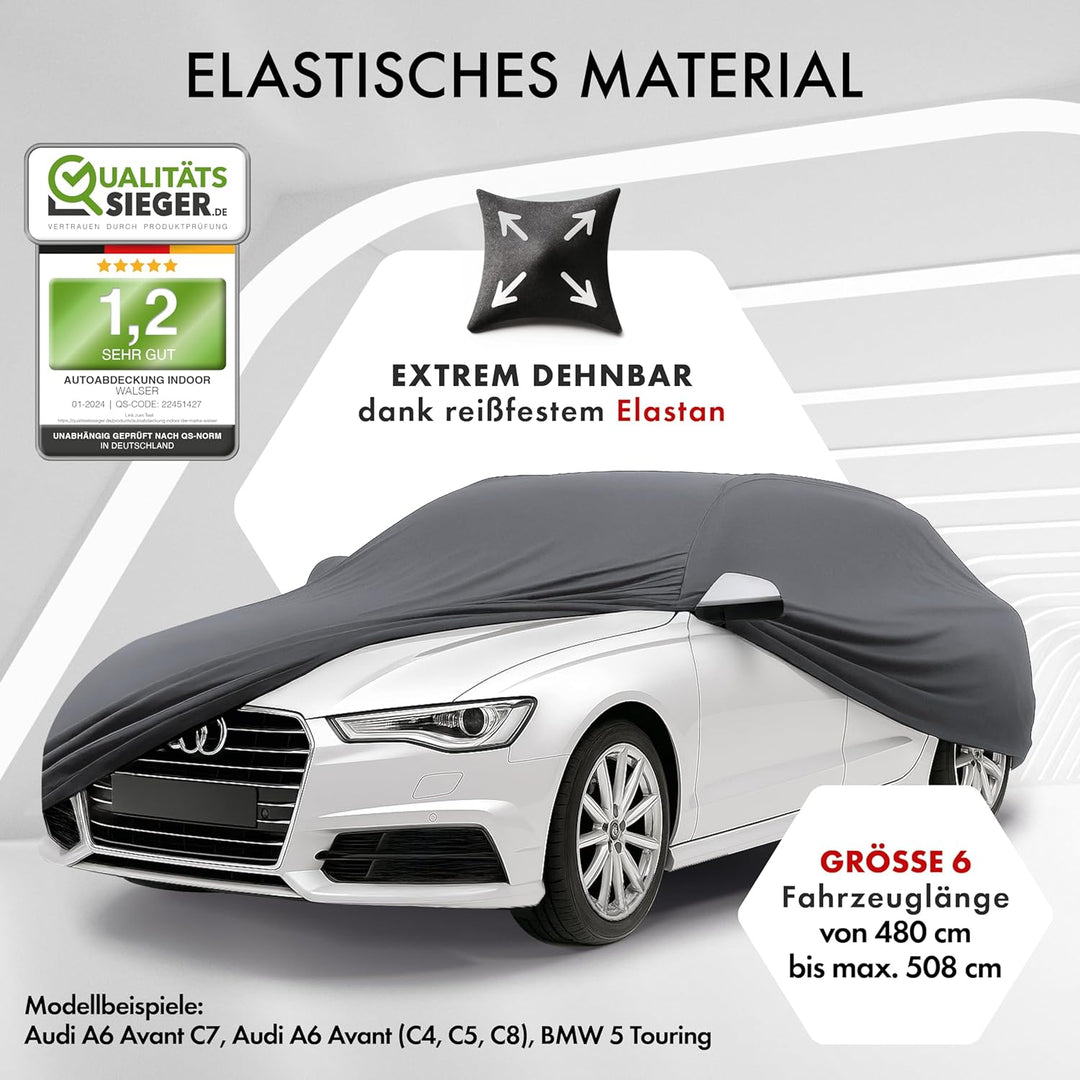 WALSER Premium Abdeckung Auto Indoor Stretch Plus Qualitätssieger Sehr Gut* Autoabdeckung Winter Aut