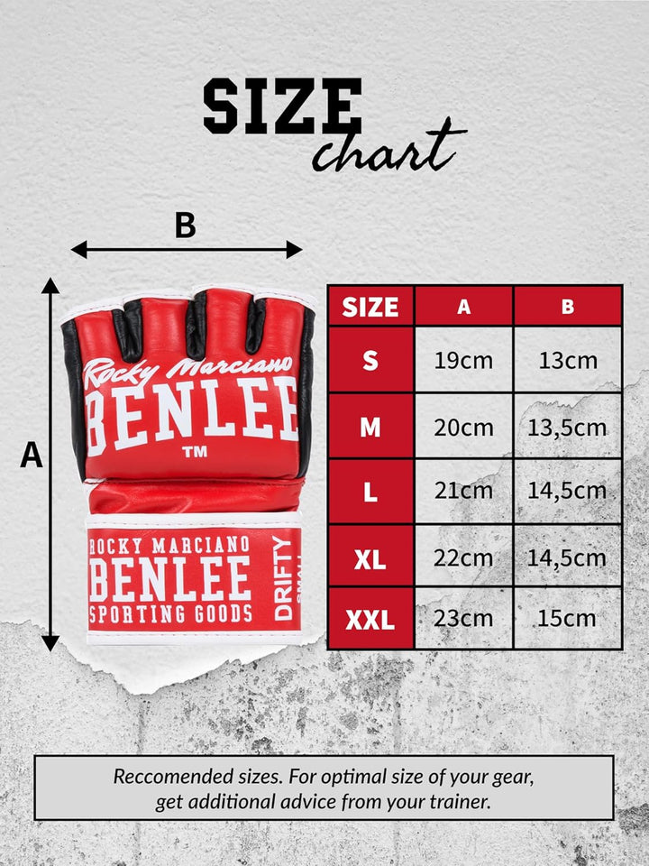 BENLEE MMA-Trainingshandschuhe aus Leder (1 Paar) DRIFTY M Red, M Red