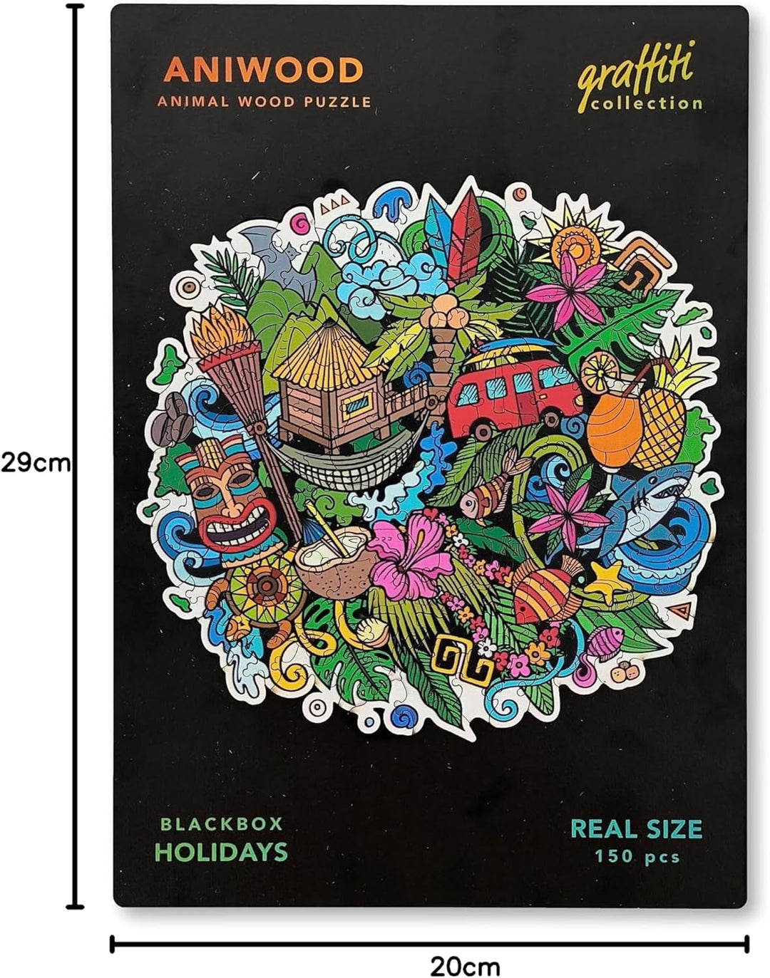 ANIWOOD Holzpuzzle Erwachsene Tieren. Gestanzter Deckel, Lebensgrosse Puzzle-Box. 3 Schwierigkeitsmo