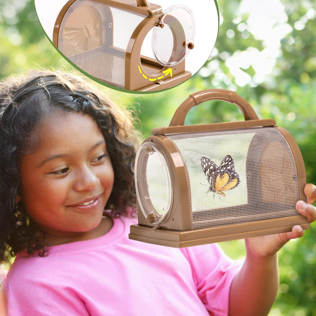 ROBUD Kids Outdoor Explorer Kit, Käferfang-Abenteuer-Sets mit Schmetterlingsnetzen, Lupen, Käferbehä