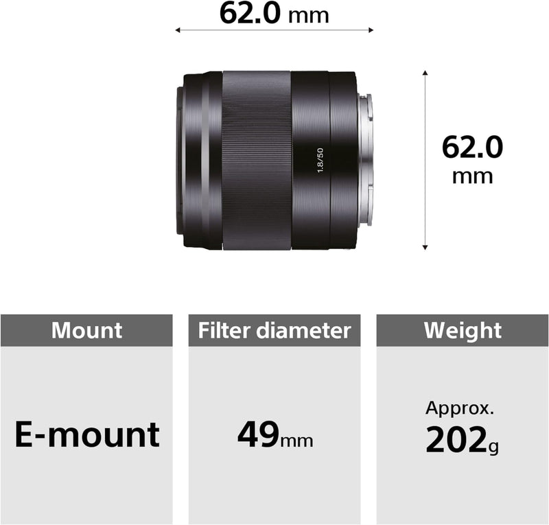 Sony SEL-50F18 Porträt-Objektiv (Festbrennweite, 50 mm, F1.8, APS-C, geeignet für A6700, A6600, A640