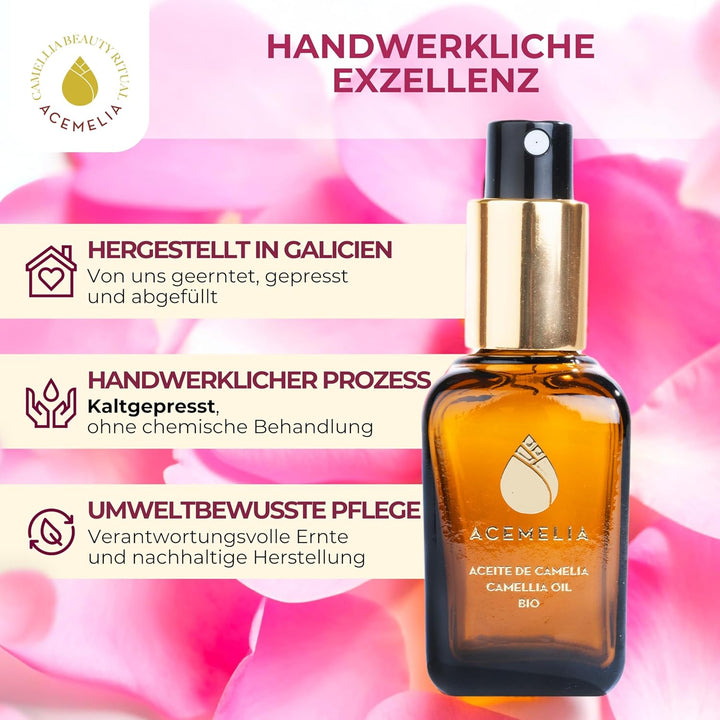 Bio-Kamelienöl 100% naturrein | Feuchtigkeitsspendend und nährend für Gesicht, Haare und Körper | So