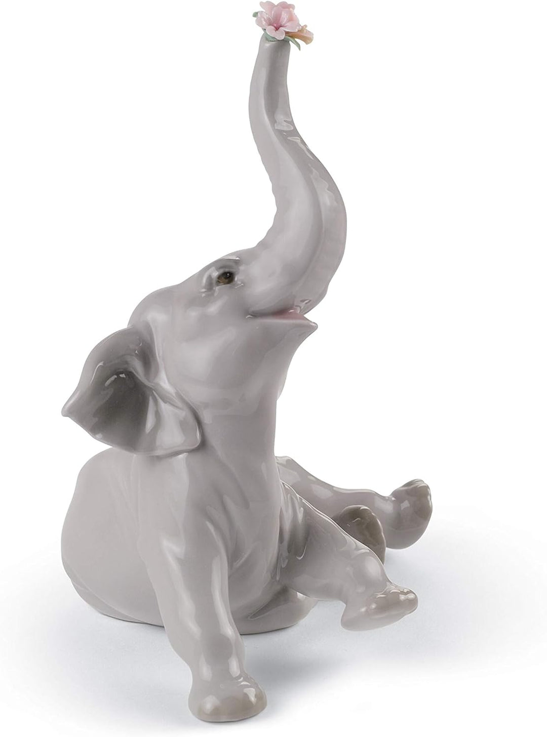 LLADRÓ Figur Babyelefant Mit Rosa Blume. Elefant. Porzellan.
