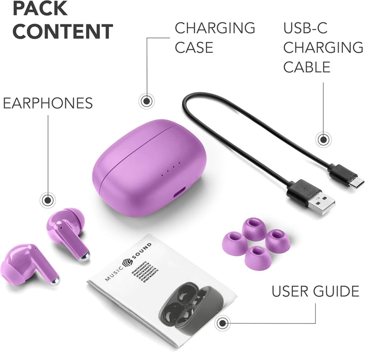 Music Sound Drift Bluetooth In-Ear-Kopfhörer kabellos mit kompaktem, farbenfrohem Case, Auto-Pairing