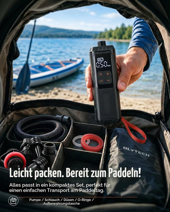 Mini Paddle Board Pumpe, Tragbare SUP Luftpumpe mit Akku, Leichte Elektrische Inflator 12PSI Automat