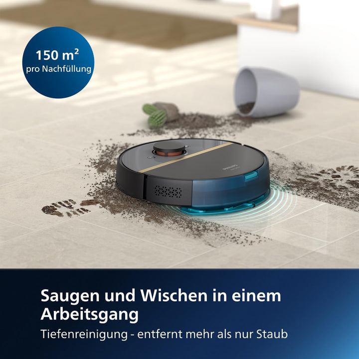 Philips Homerun Serie 7000 Saug-Wischroboter, ultrastarke Saugleistung (5.000 Pa), Erkennung Kleiner