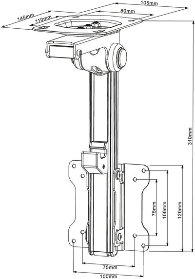 PureMounts PM-SLOPE-23 Premium Deckenhalterung für Fernseher, optimal für Dachschrägen, neigbar max.