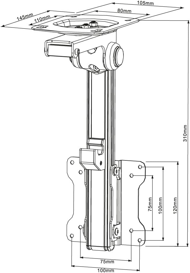 PureMounts PM-SLOPE-23 Premium Deckenhalterung für Fernseher, optimal für Dachschrägen, neigbar max.