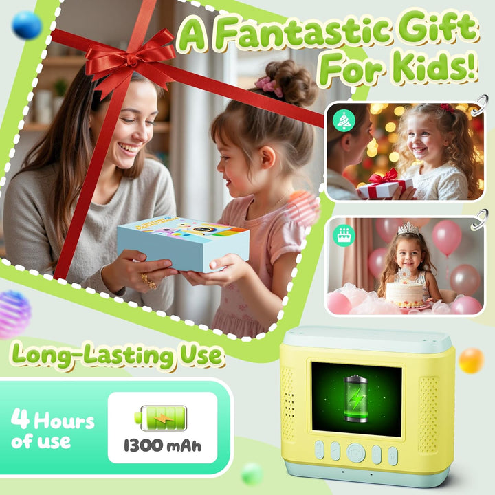 Kinderkamera Sofortbildkamera, 1080P HD Sofortbildkamera Kinder mit 32GB Karte, 2,4 Zoll Digitalkame