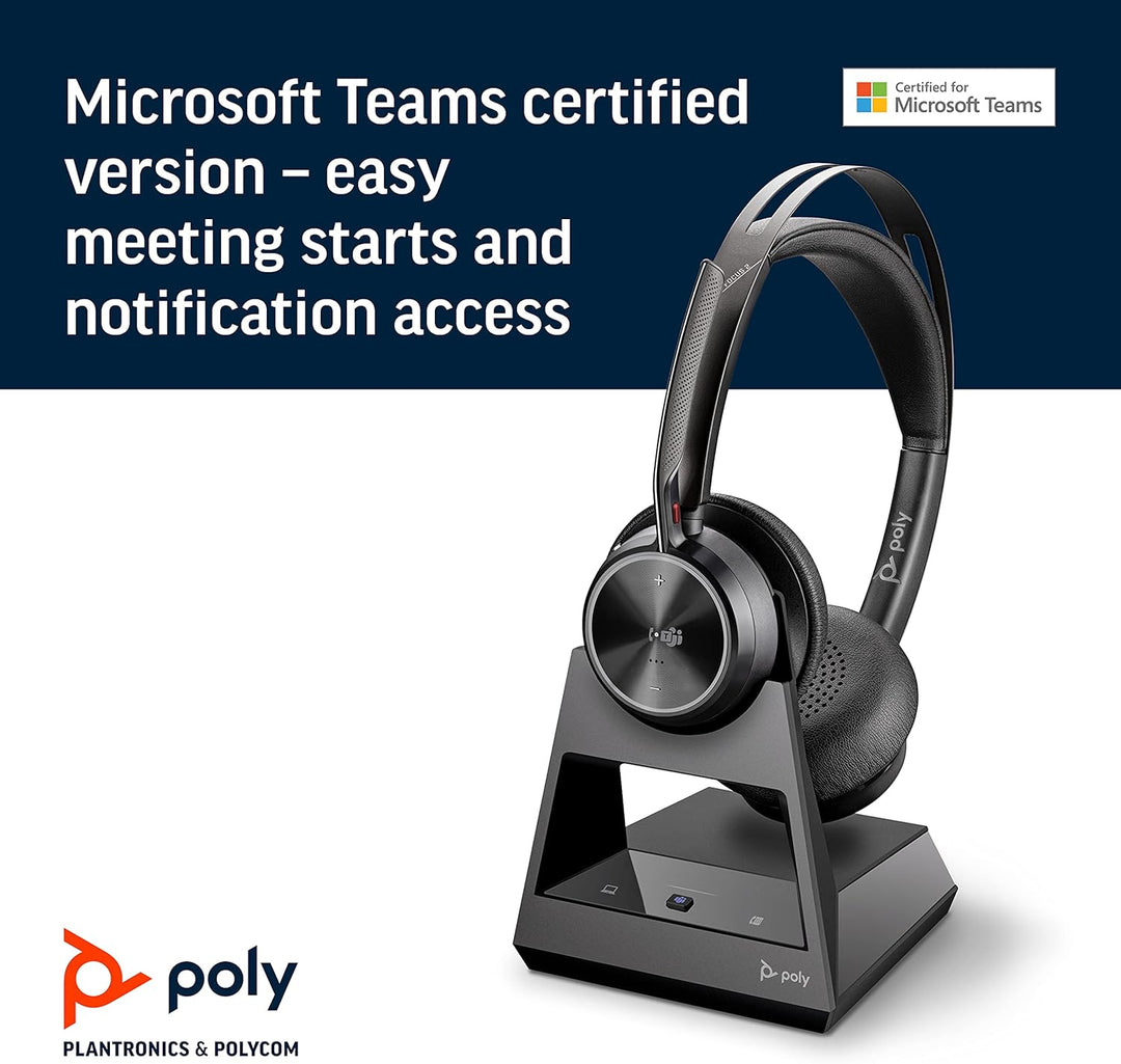Poly - Voyager Focus 2 Office USB-A (Plantronics) - Bluetooth Dual-Ear (Stereo) Headset with Boom Mi