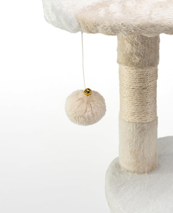 lionto Kratzbaum für Katzen mit 2 Plüschbällen & Spielseil, Höhe 112 cm, Katzenbaum mit Sisalseil &
