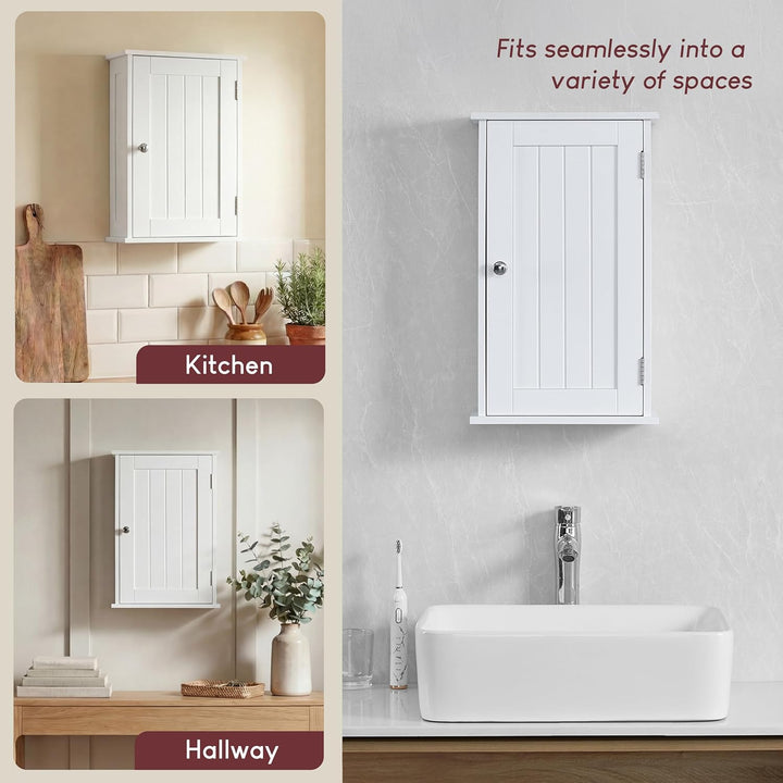 Bath Vida Priano Badezimmerschrank mit 1 Tür, Wandmontage, Aufbewahrungsregal, weiss Einzelner Bades
