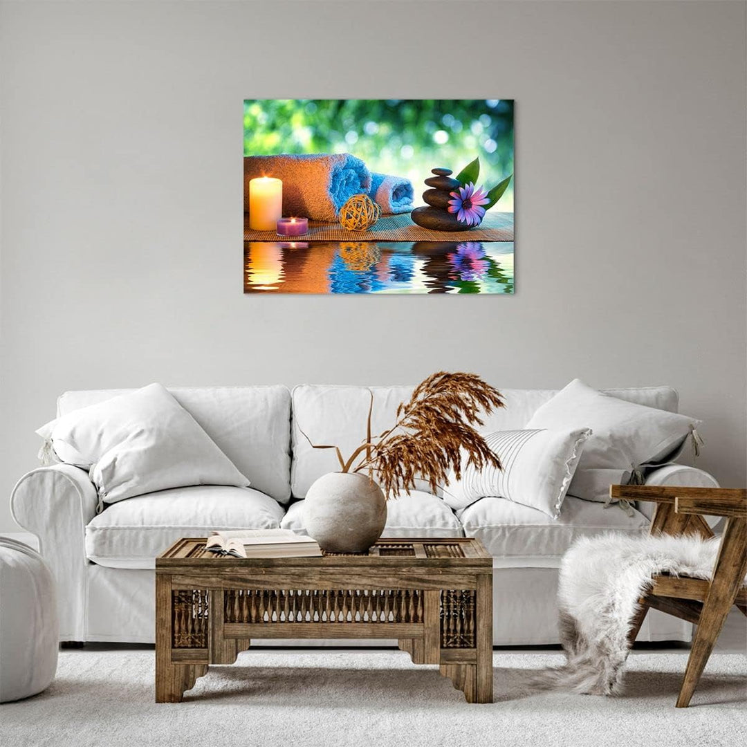 Bilder auf Leinwand Natur Entspannung Spa Kerzen Leinwandbild 70x50cm Wandbilder Dekoration Wohnzimm