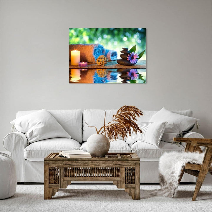Bilder auf Leinwand Natur Entspannung Spa Kerzen Leinwandbild 70x50cm Wandbilder Dekoration Wohnzimm