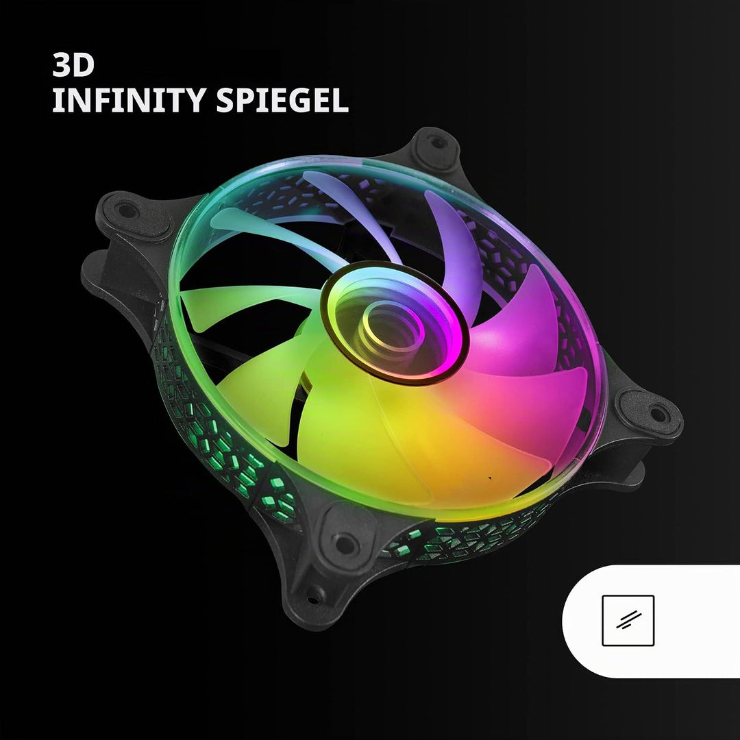 MARSGAMING Mars Gaming MF-3DKIT Schwarz, Kit 3 ARGB 360° 12cm Lüfter, 3D Infinity Mirror, Anti-vibra