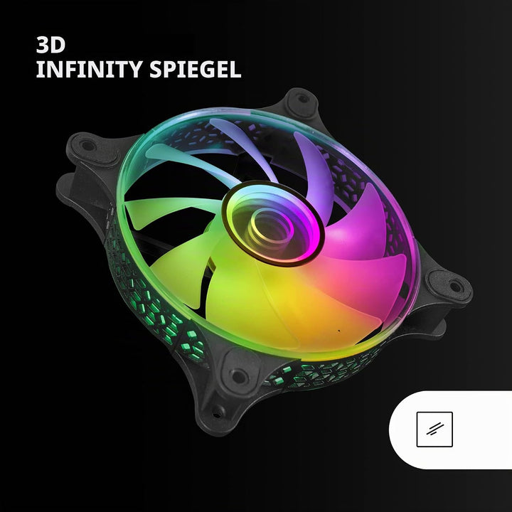 MARSGAMING Mars Gaming MF-3DKIT Schwarz, Kit 3 ARGB 360° 12cm Lüfter, 3D Infinity Mirror, Anti-vibra