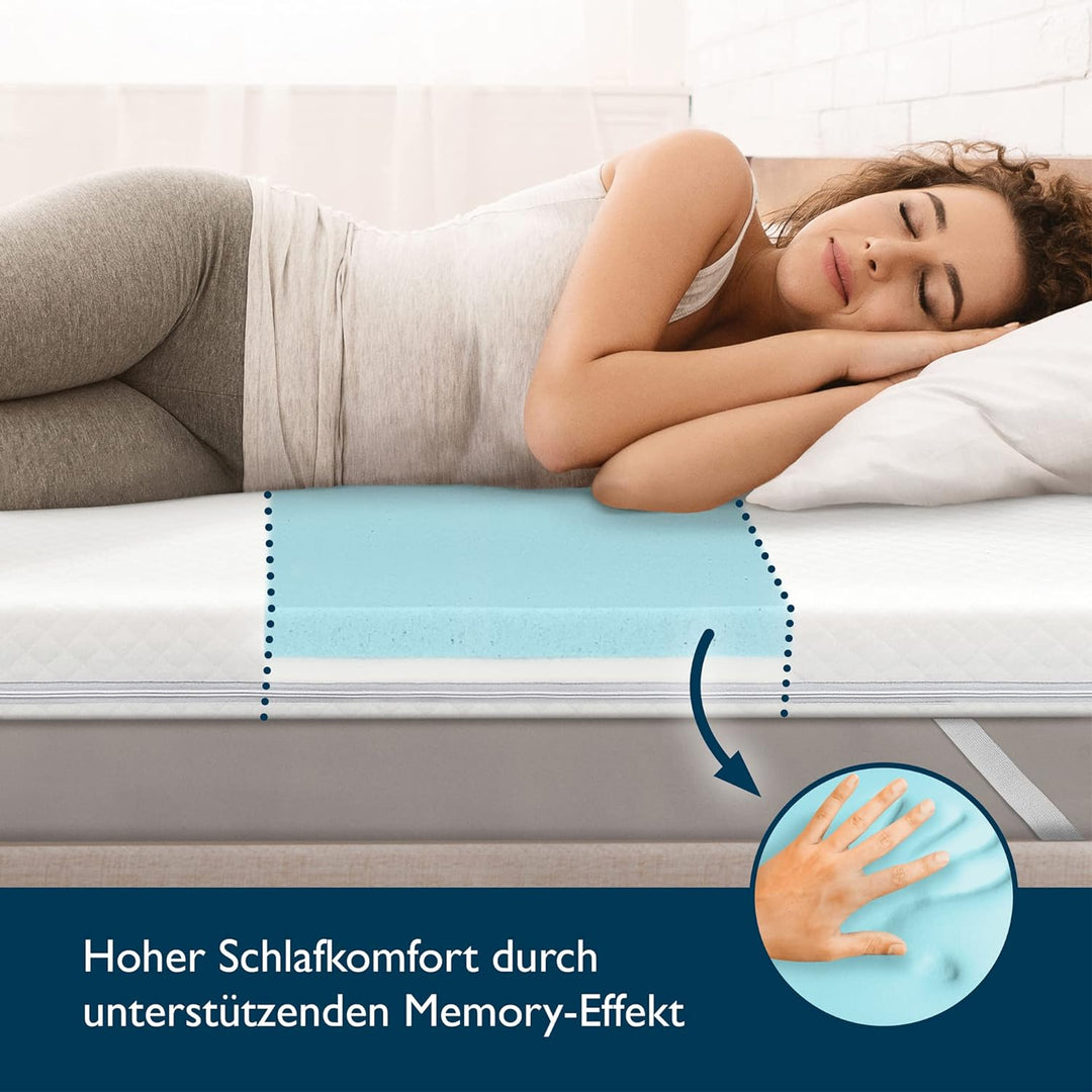 Beautissu BeauNuit GT Gel Matratzentopper 90x200 cm Matratzenauflage mit Gel Viscoschaum & Stützscha