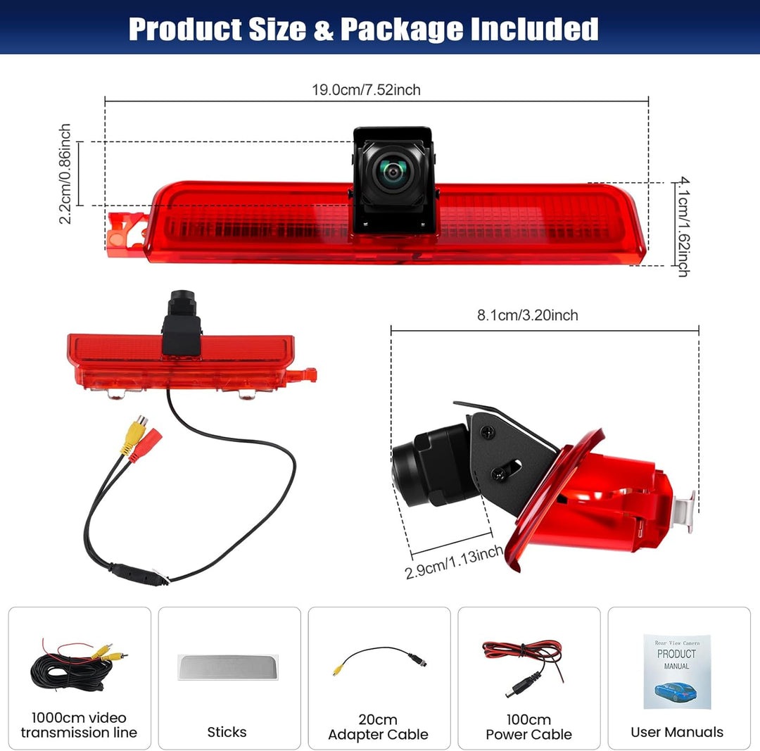 CAMECHO Bremsleuchte Rückfahrkamera HD Nachtsicht IP67 Wasserdichter Kamera für VW Caddy 2003-2015 B