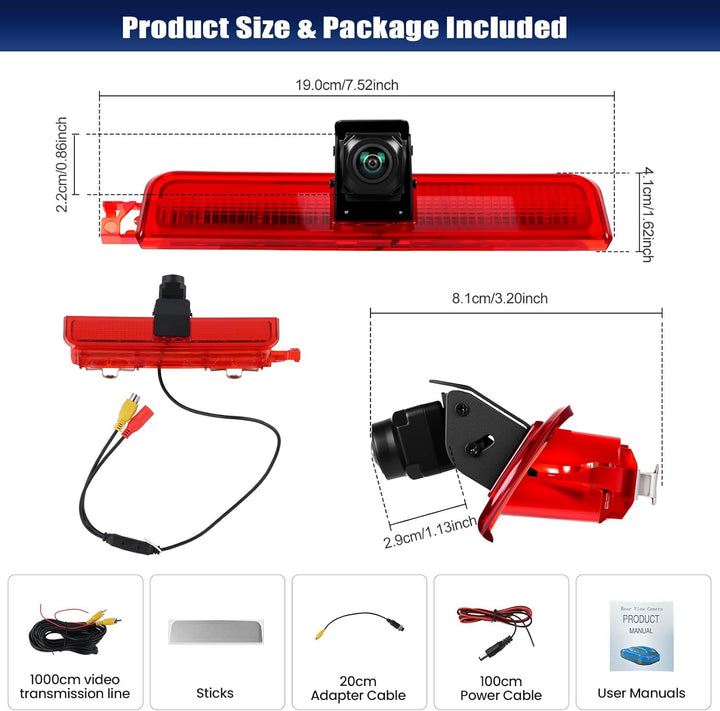CAMECHO Bremsleuchte Rückfahrkamera HD Nachtsicht IP67 Wasserdichter Kamera für VW Caddy 2003-2015 B