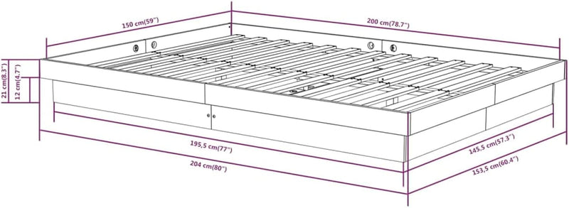 Tidyard Massivholzbett Bettgestell Holzbett Einzelbett/Doppelbett Bettrahmen Schlafzimmerbett Bett W