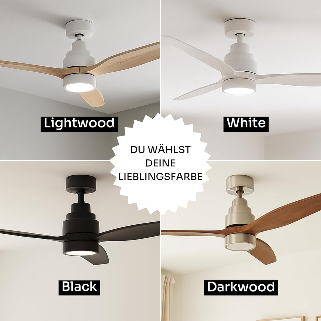 Mellerware - Deckenventilator mit Fernbedienung Brizy Bright | 45 W | 6 Geschwindigkeiten | Ultra le