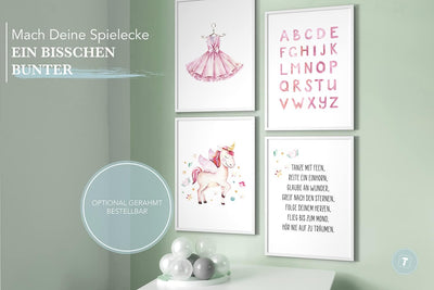 Papierschmiede® Kinderposter 4er Set, B2 (50x70 cm) Wanddeko, Geschenk für Mädchen Kinderzimmer Baby