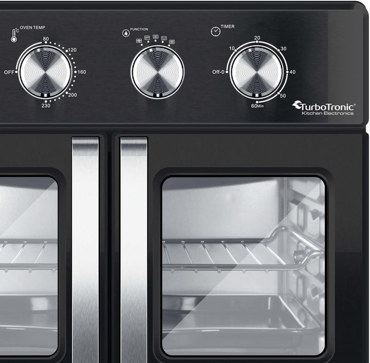 TurboTronic digitaler Heissluftofen - XXL 32 Liter mit Drehspiess für Hähnchen 4in1 Mini Backofen &