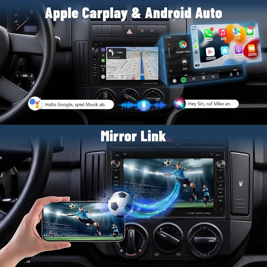 Ledio Bluetooth Autoradio mit Bildschirm für VW Golf 4 Polo MK3/4 9N T5 Passat B5 Seat Skoda, Doppel
