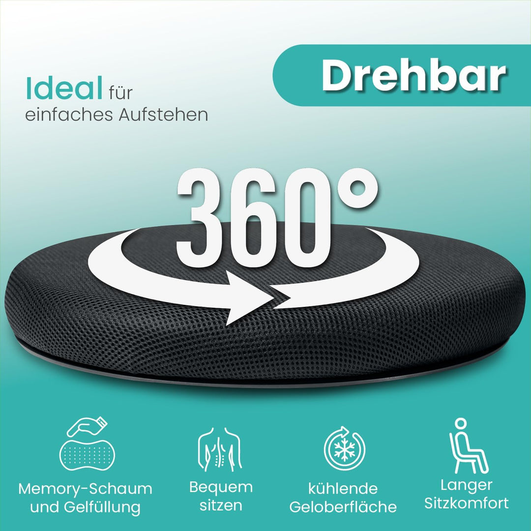 maxVitalis Drehkissen mit Gel für Autositz orthopädisch, Drehsitz für Senioren, Einstiegshilfe/Ausst