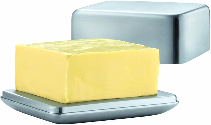blomus -BASIC Butterdose - Edelstahl matt, Grösse M: Elegante Aufbewahrung für frische Butter ((H 6