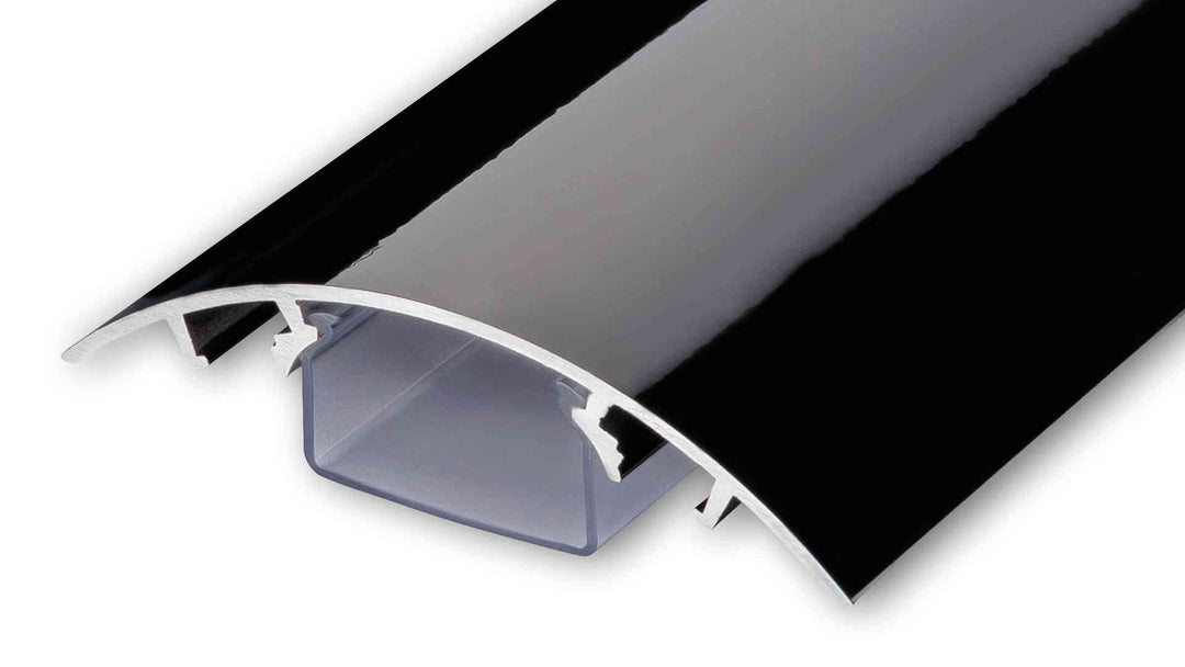 TV Design Aluminium Kabelkanal in schwarz Hochglanz lackiert in verschiedenen Längen von ALUNOVO (Lä