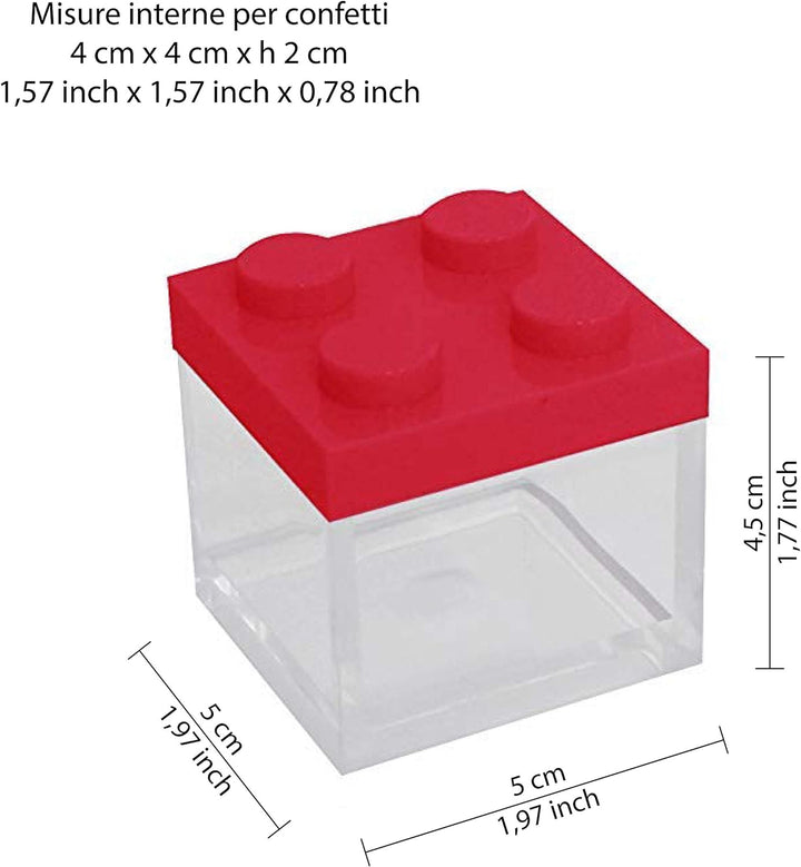 OOmada Design Bonbonierre aus Plastik mit Deckel, 48 Stücke, quadrat und 5X5X5 cm, ideal als Geschen